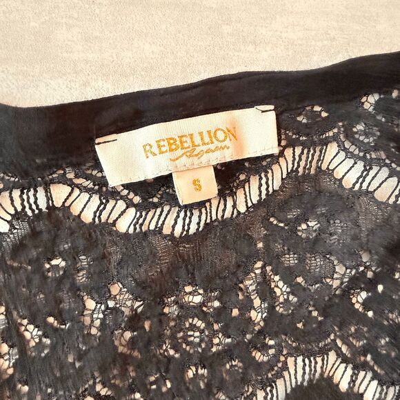 Rebellion Cardigan Studded Lace Wrap Jacket Black Duster Punk Goth Bohemian S - Picture 3 of 6